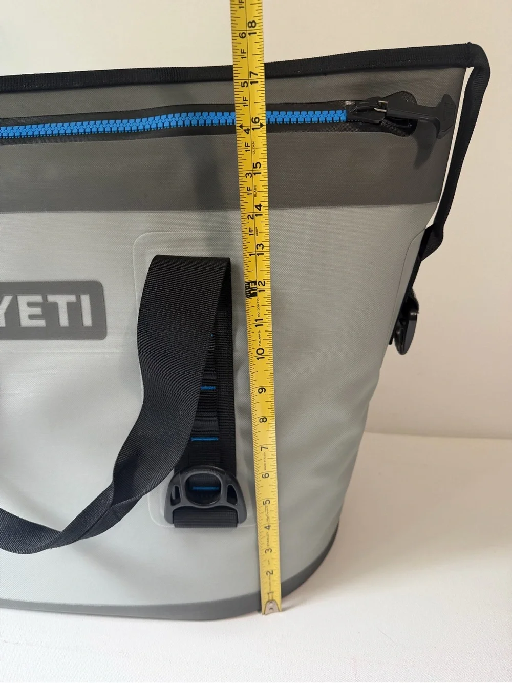 Yeti Hopper Two 30 Tote in Gray with Black Handles and Blue Zipper MSRP: $350